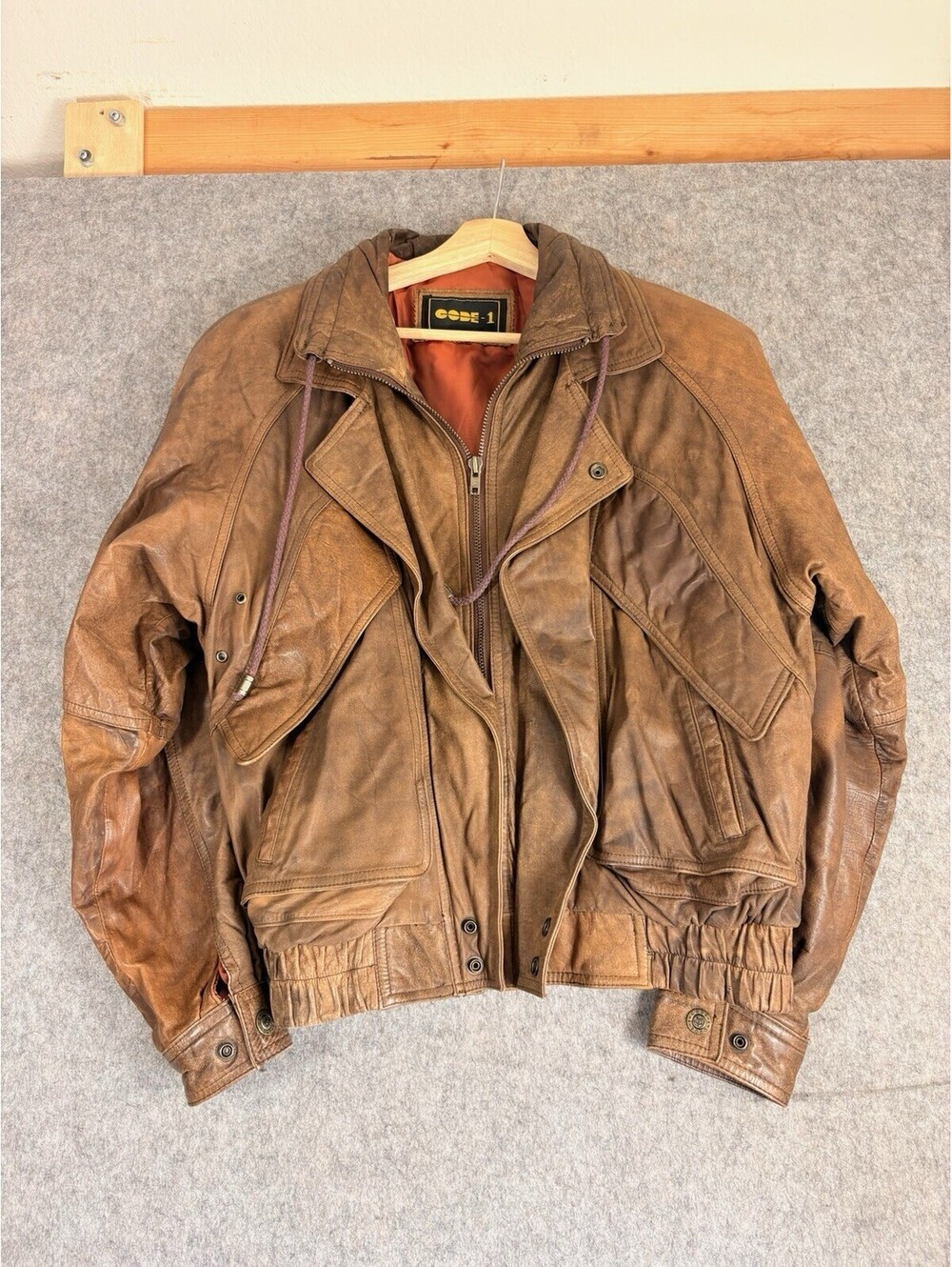 Vintage CODE-1 Leather Jacket Men’s Size Small Brown